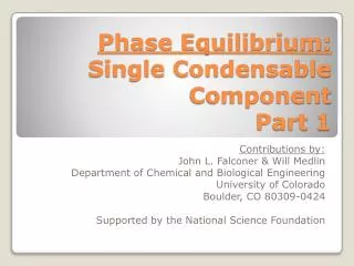 Phase Equilibrium: Single Condensable Component Part 1