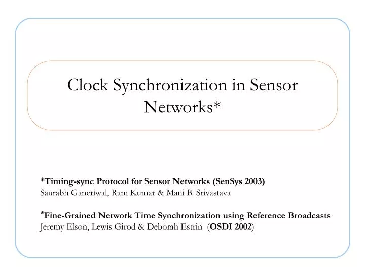 clock synchronization in sensor networks