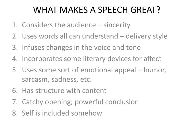 what makes a speech great