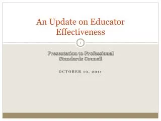 An Update on Educator Effectiveness