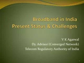 Broadband in India Present Status &amp; Challenges