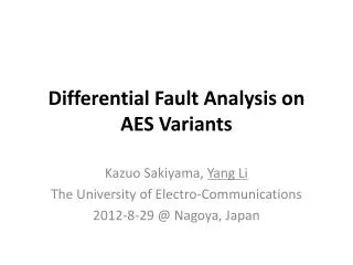 Differential Fault Analysis on AES Variants