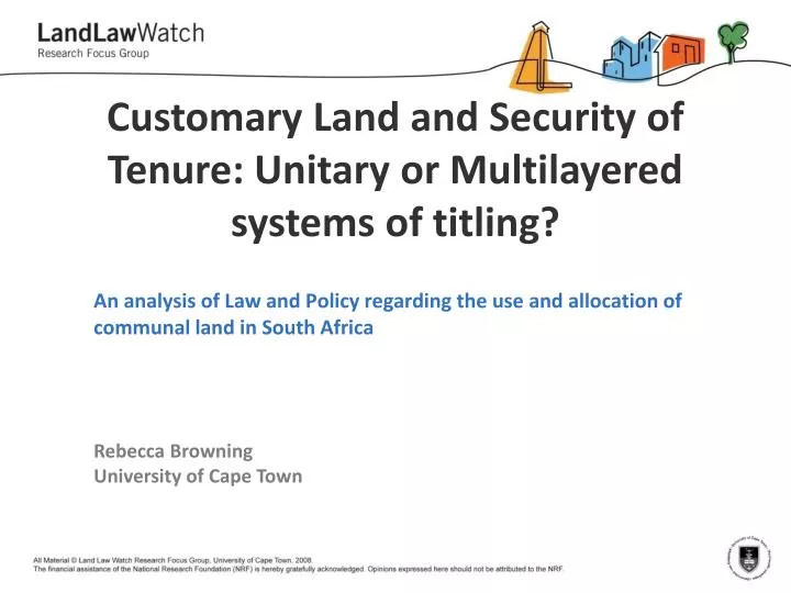 customary land and security of tenure u nitary or multilayered systems of titling