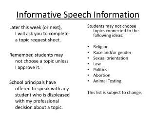 Informative Speech Information
