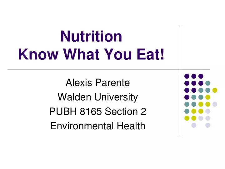 nutrition know what you eat