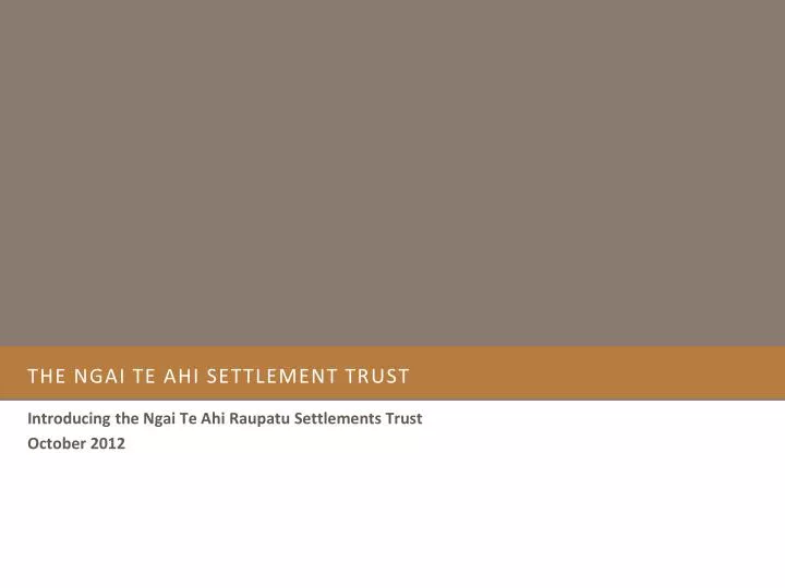 the ngai te ahi settlement trust