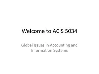 Welcome to ACIS 5034