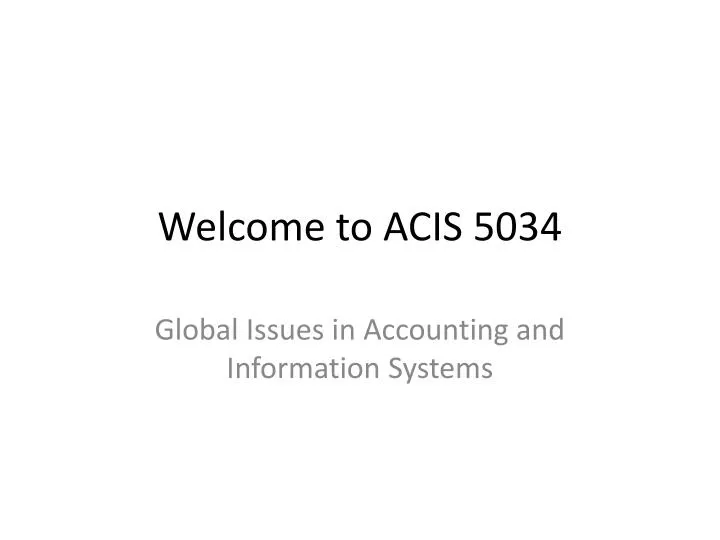 welcome to acis 5034