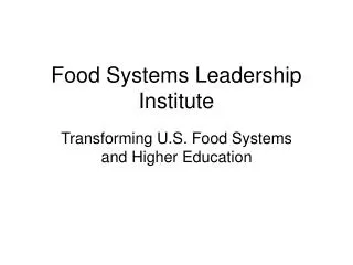 Food Systems Leadership Institute
