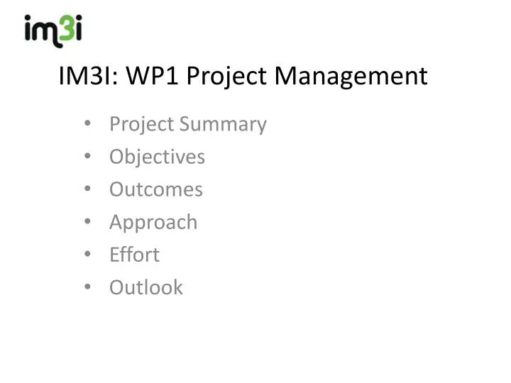 im3i wp1 project management