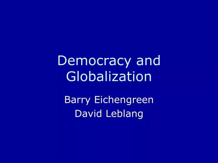 democracy and globalization