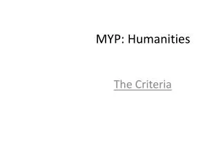 MYP: Humanities
