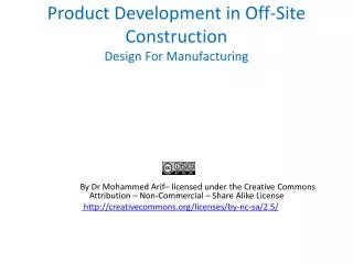 Product Development in Off-Site Construction Design For Manufacturing