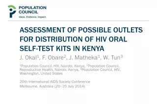 Assessment of possible outlets for distribution of HIV oral self-test kits in Kenya