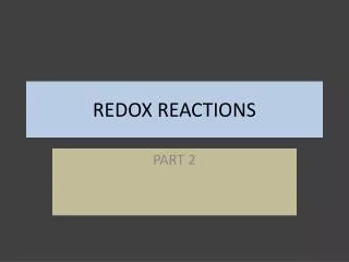 REDOX REACTIONS