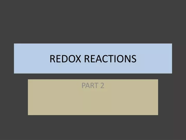 redox reactions