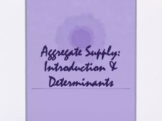 Aggregate Supply: Introduction &amp; Determinants