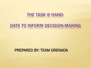 THE TASK @ HAND: DATA TO INFORM DECISION-MAKING