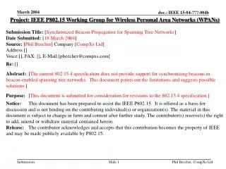 Project: IEEE P802.15 Working Group for Wireless Personal Area Networks (WPANs)