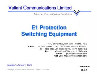E1 Protection Switching Equipment