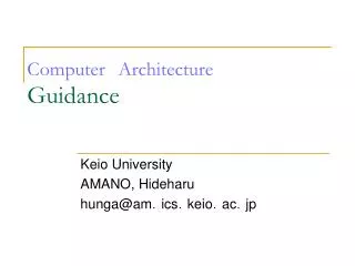 Computer Architecture Guidance