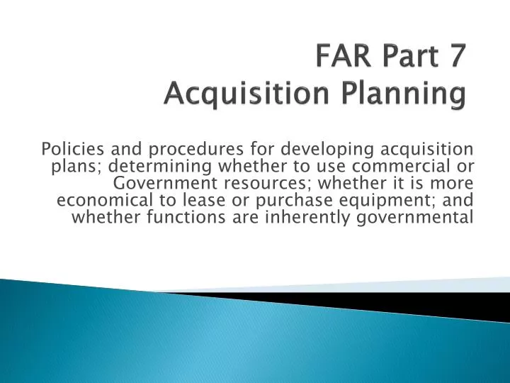 far part 7 acquisition planning