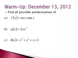 warm up december 13 2012