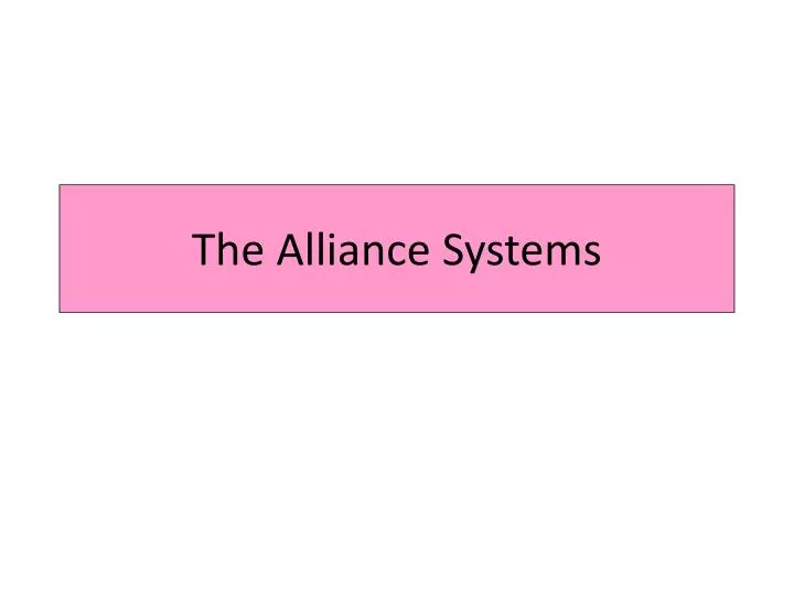 the alliance systems