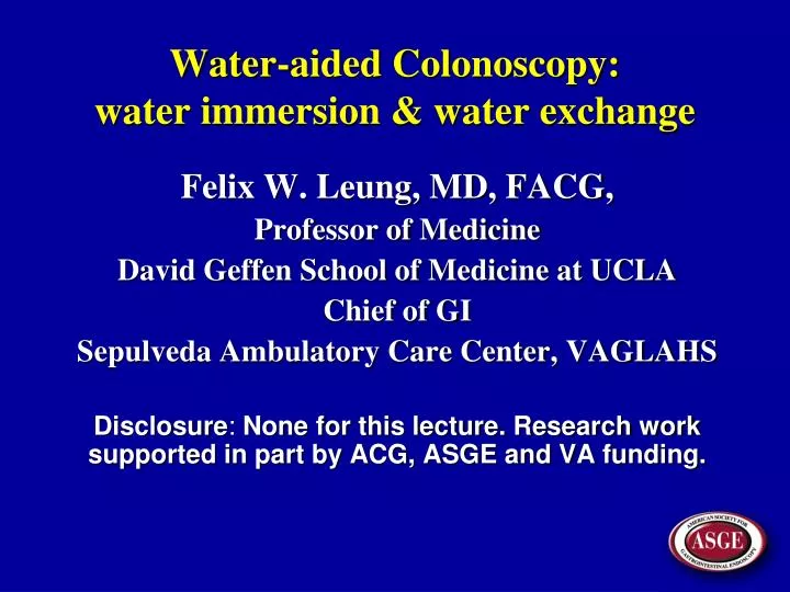 water aided colonoscopy water immersion water exchange