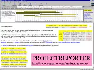 PROJECTREPORTER cogentex/products/reporter/