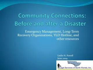 Community Connections: Before and after a Disaster