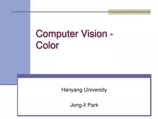 Computer Vision - Color