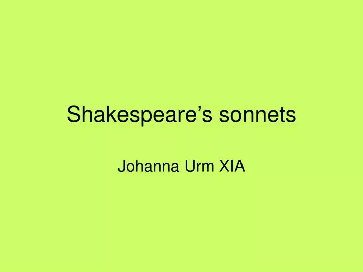 shakespeare s sonnets