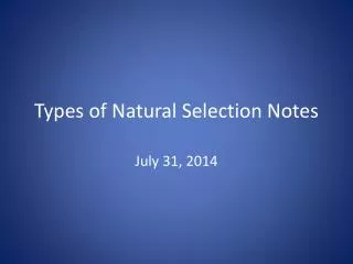 Types of Natural Selection Notes