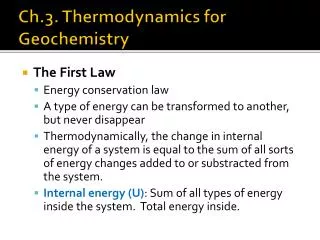Ch.3. Thermodynamics for Geochemistry