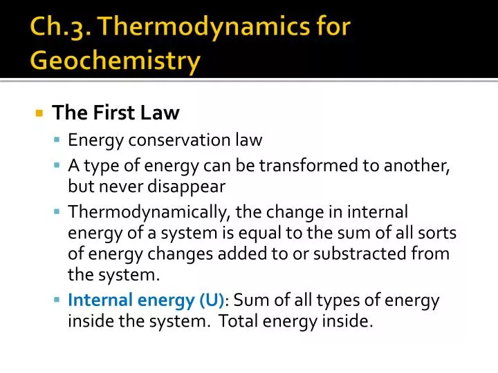ch 3 thermodynamics for geochemistry