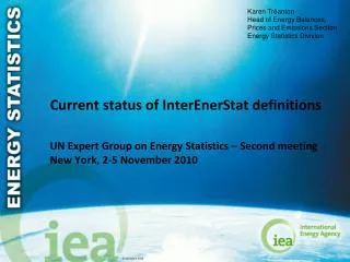 Current status of InterEnerStat definitions