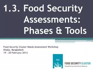 1.3. Food Security Assessments: Phases &amp; Tools