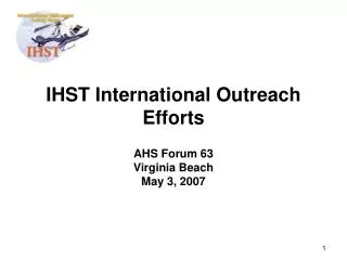 IHST International Outreach Efforts