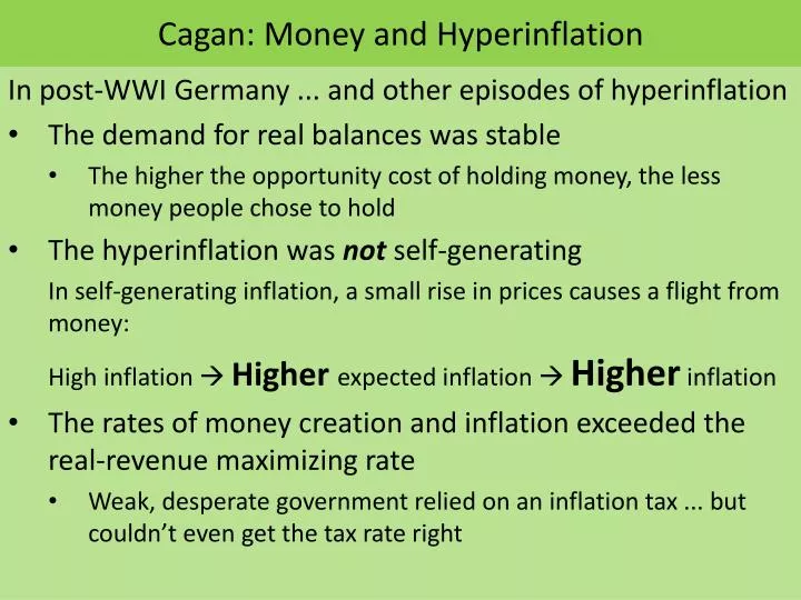 cagan money and hyperinflation