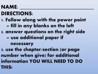 Student direction slide you can move around &amp; include at the beginning if/when you print