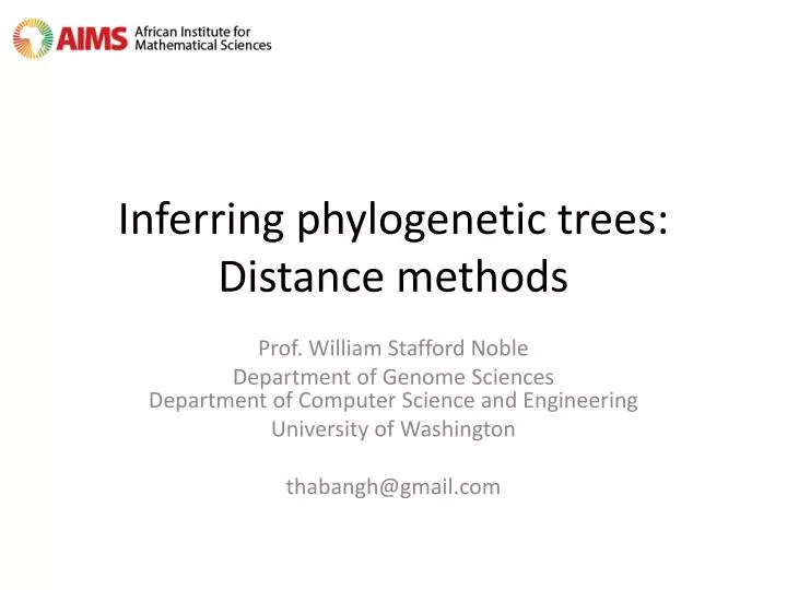 inferring phylogenetic trees distance methods
