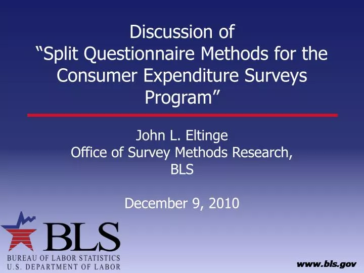 discussion of split questionnaire methods for the consumer expenditure surveys program