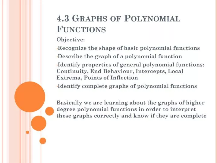 4 3 graphs of polynomial functions