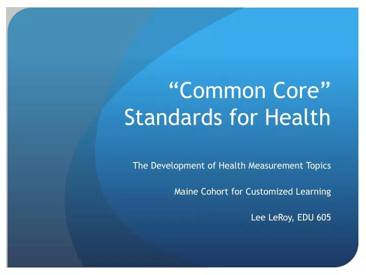 common core standards for health