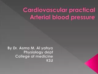 Cardiovascular practical Arterial blood pressure