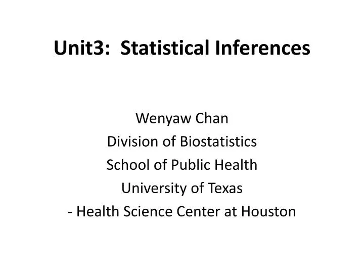 unit3 statistical inferences