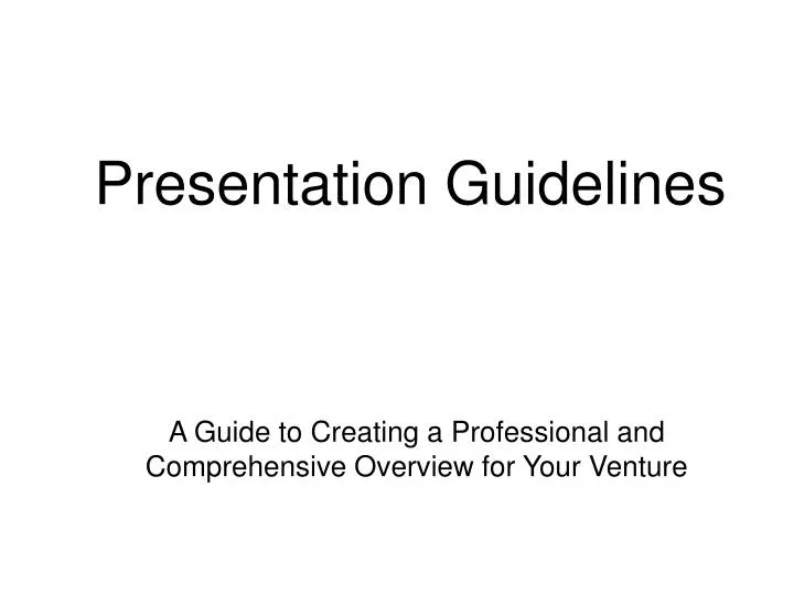 a guide to creating a professional and comprehensive overview for your venture