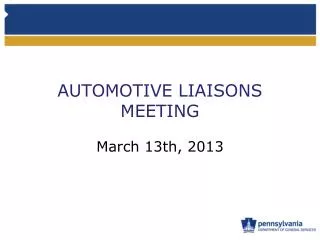 AUTOMOTIVE LIAISONS MEETING