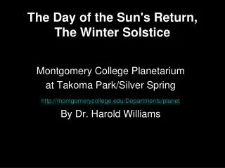 The Day of the Sun's Return, The Winter Solstice